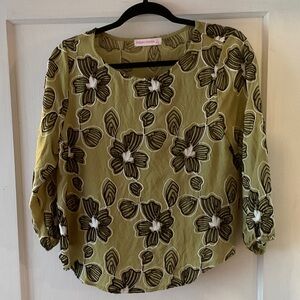 Green Floral Women's Blouse